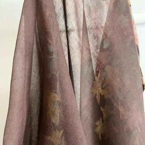 Vintage 1970s One of a Kind Brown Floral Semi-Sheer Wrap Dress - Picture 11 of 11